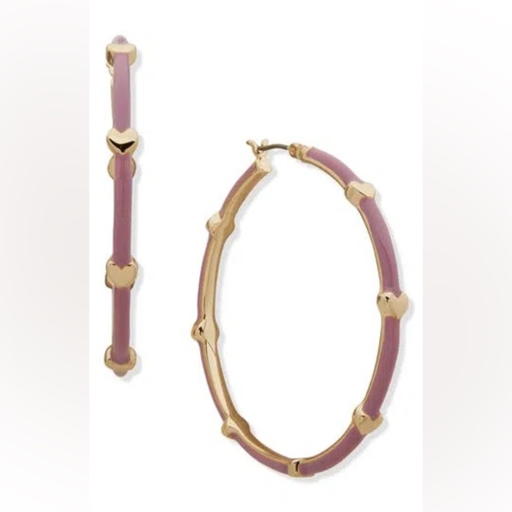 DKNY Heart Enamel Hoop Earring